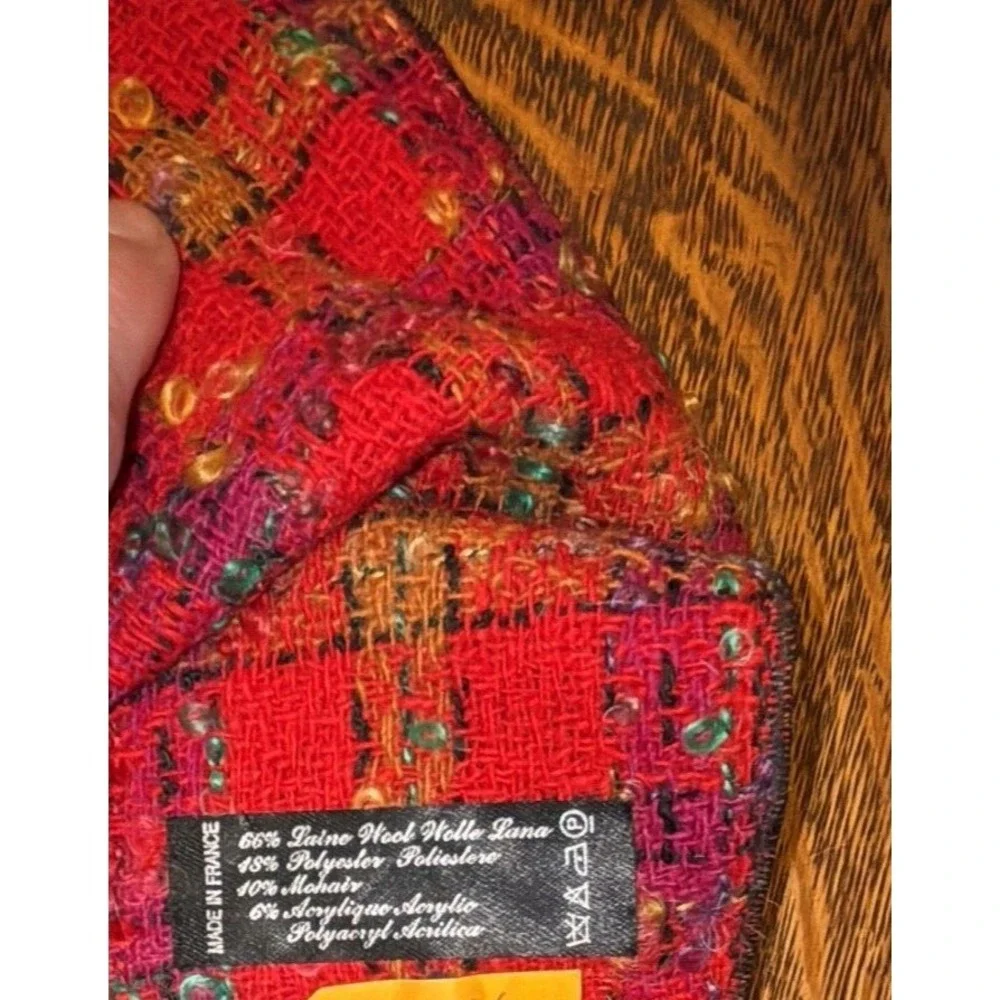 French Made Wool/Mojair Woven Lightweight Scarf‎ Multicolor 60x20